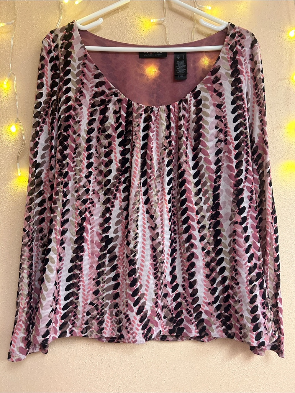 Axcess (a Liz Claiborne Company) Pink Brown Green Women's long sleeve top Large